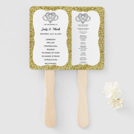 Leque Programa Dourado de Casamento Cardíaco Infinito Do