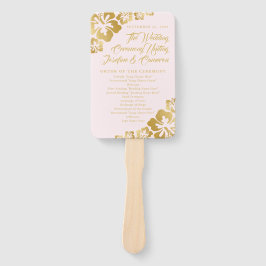 Leque Programa Dourado de Casamento de Flores Tropicais