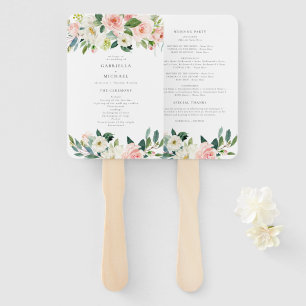 Leque Programa Elegante Blush Floral Greenery Weding