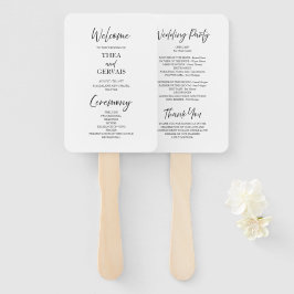 Leque Programa Elegante de Casamento Branco da Caligrafi