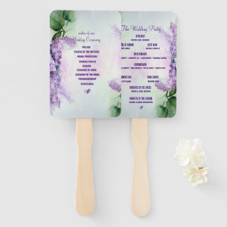 Leque Programa Elegante de Casamento de Flores Lilac