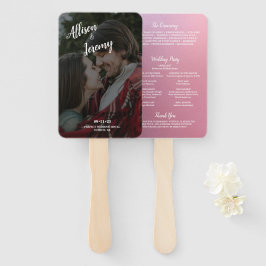 Leque Programa Elegante de Casamento de Fotos Dourado co