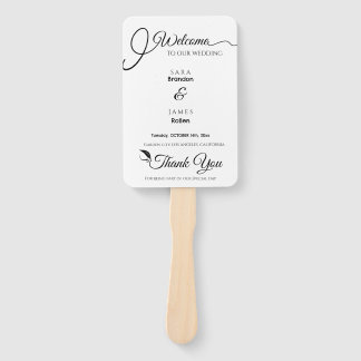 Leque Programa Elegante de Casamento de Script e Cronogr