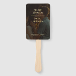 Leque Programa Elegante de Casamento Dourado de Fotos