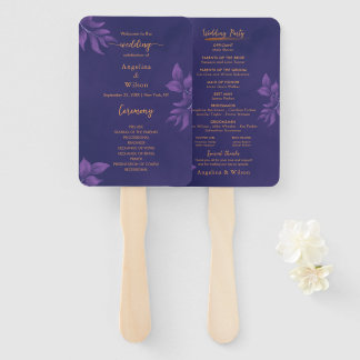 Leque Programa Elegante de Casamento Eucalyptus Purple-E
