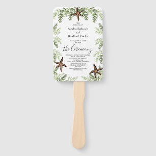 Leque Programa Elegante de Casamento Eucalyptus Starfish