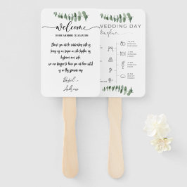 Leque Programa Elegante de Casamento Eucalyptus Watercol