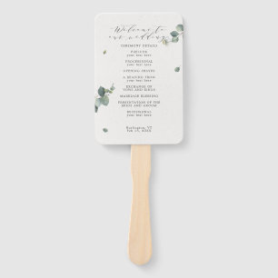 Leque Programa Elegante de Casamento Eucalyptus Watercol