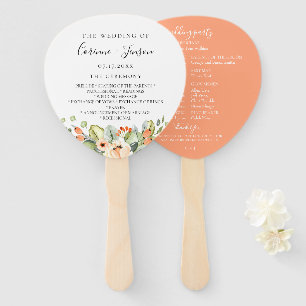 Leque Programa Elegante de Casamento Floral de Peach Wat