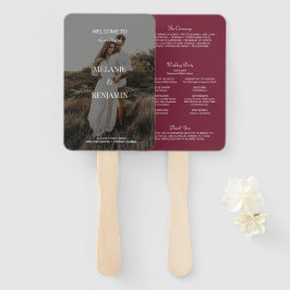 Leque Programa Elegante de Casamento Romântico-Rosa-Rosa