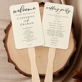 Leque Programa Elegante de Casamento Simples de Tipograf