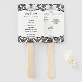 Leque Programa Elegante de Casamentos tema damasco Preto