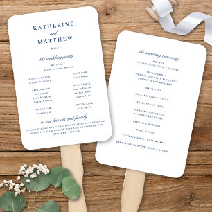 Leque Programa Elegante de Cerimônia de Casamento Branco