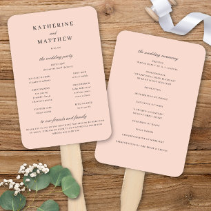 Leque Programa Elegante de Cerimônia de Casamento Rosa B