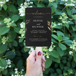 Leque Programa Elegante de Festa de casamento de Caligra