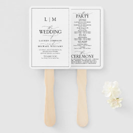 Leque Programa Elegante de Monograma de Caligrafia Branc