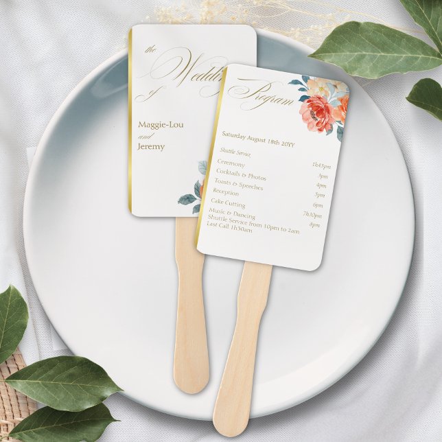 Leque Programa Elegante Dourado de Casamento de Script F (Criador carregado)