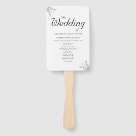 Leque Programa Elegante Eucalyptus Floral Wedding Ceremo