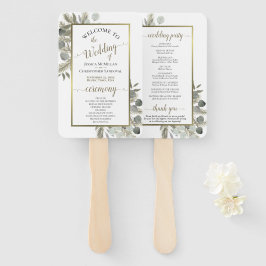 Leque Programa Elegante Eucalyptus & Ouro Pine Weding