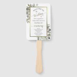 Leque Programa Elegante Eucalyptus & Ouro Pine Weding