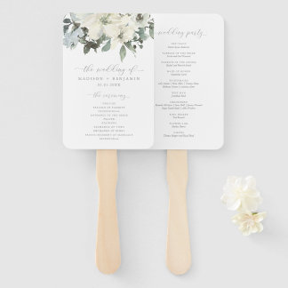 Leque Programa Elegante Ivory Sage Floral Greenery Wedin