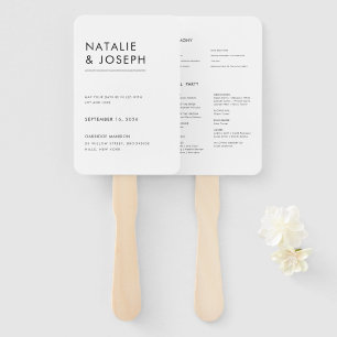 Leque Programa Elegante Moderno de Casamento Minimalista