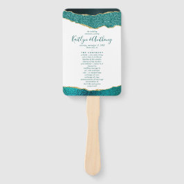 Leque Programa Elegante Turquesa e Casamento de Agatos D