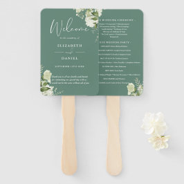 Leque Programa Eucalyptus Green Floral Weding
