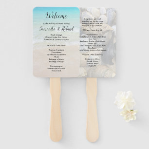 Leque Programa Fan de Casamento de Praia e Seashells