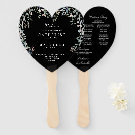 Leque Programa Floral de Casamento Negro e Branco