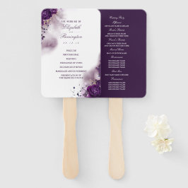 Leque Programa Floral de Casamento por Aquarela Púrpura