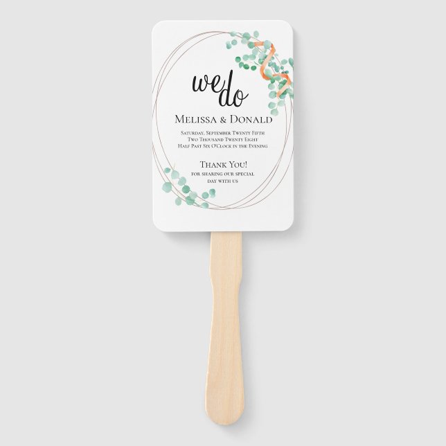 Leque Programa Floral Elegante Eucalyptus Greenery Peach (Frente)