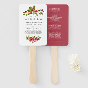 Leque Programa Floral Holly Watercolor de Casamento de N