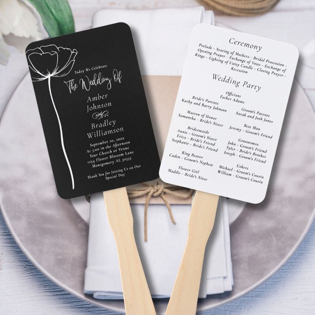 Leque Programa Floral Mínimo Moderno Preto e Branco (Criador carregado)