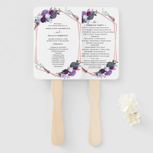 Leque Programa Floral Moderno de Casamento Botânico Roxo