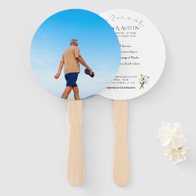 Leque Programa Funeral Redondo Ventilador Espiritual e C (Frente e Verso)