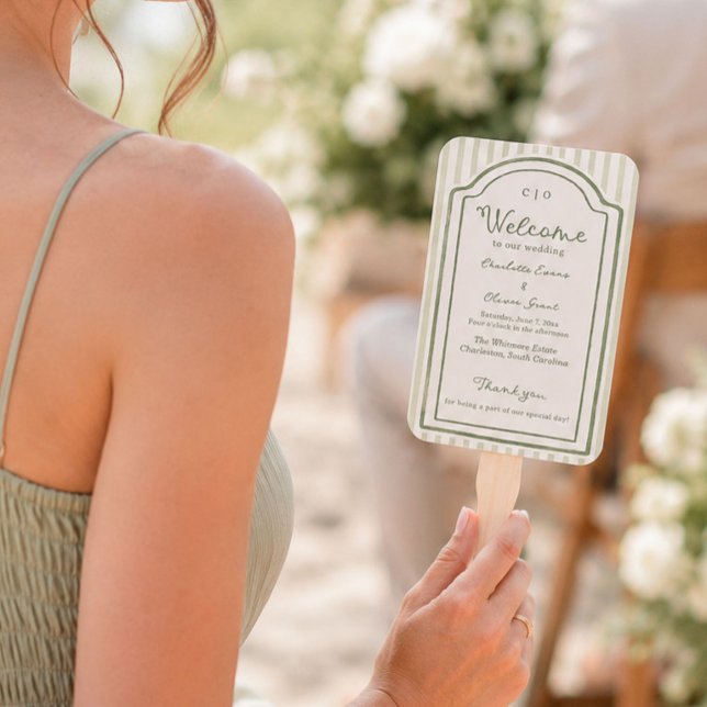 Leque Programa Listrado de Casamento Verde (Criador carregado)