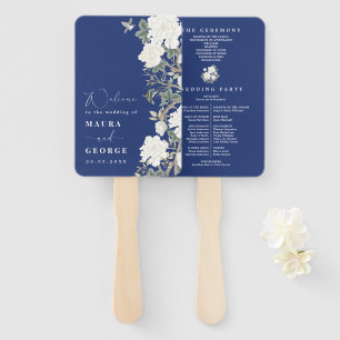 Leque Programa marinho Azul de Casamento Chinoiserie