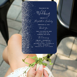 Leque Programa marinho Blue Silver Glitter Edge Weding