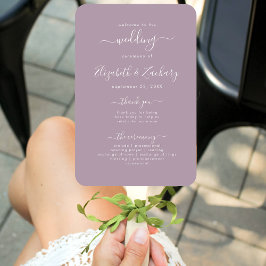 Leque Programa Modern Script Dusty Lavanda Wedding