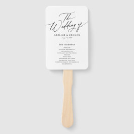 Leque Programa Moderno de Casamento de Caligrafia Minima