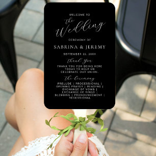 Leque Programa Moderno de Casamento de Script Branco e P