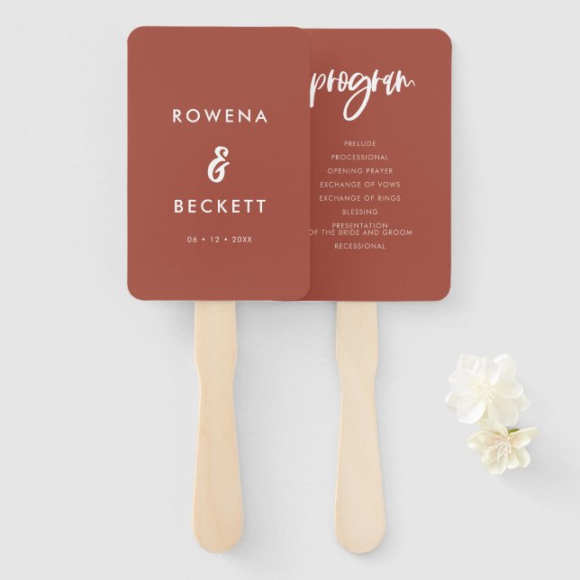 Leque Programa moderno de casamento de tijolos queimados (Frente e Verso)