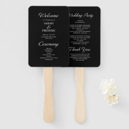 Leque Programa Moderno de Casamento Negro Minimalista