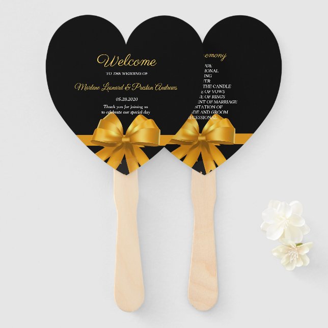 Leque Programa moderno elegante de Casamento de Chic Bla (Frente e Verso)