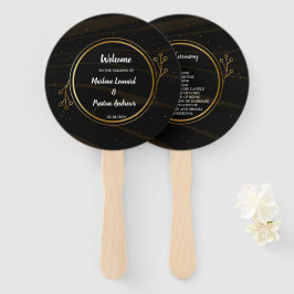 Leque Programa Moderno Elegante de Casamento de Ouro Chi