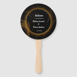 Leque Programa Moderno Elegante de Casamento de Ouro Chi