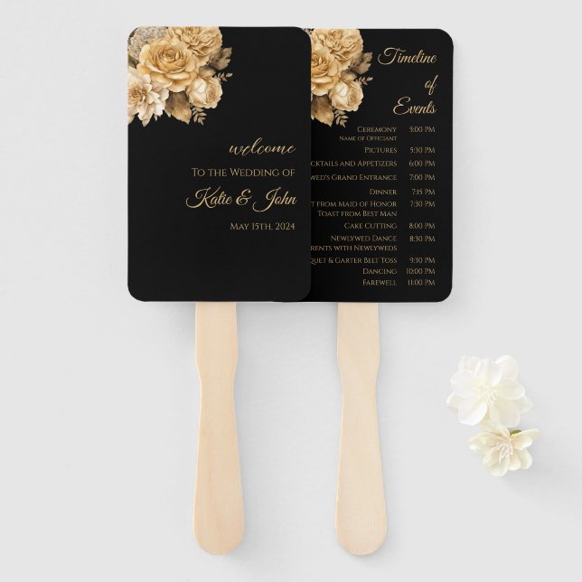 Leque Programa Neutral de Casamento de Buquês da Flor- (Frente e Verso)