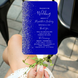 Leque Programa Real Casamento Azul Silver Glitter