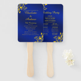 Leque Programa Real de Casamento Azul e Dourado